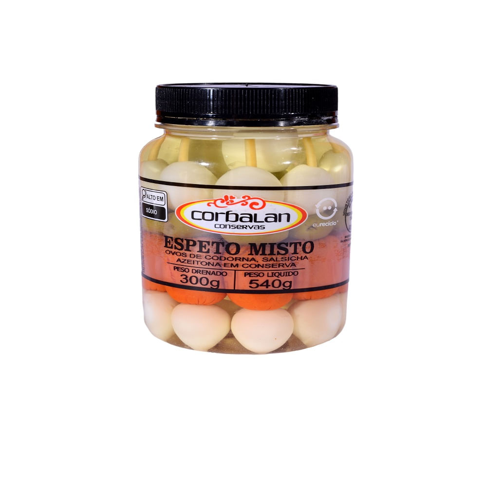 Espeto Misto Ovo Codorna Corbalan Salsicha Azeitona 300g