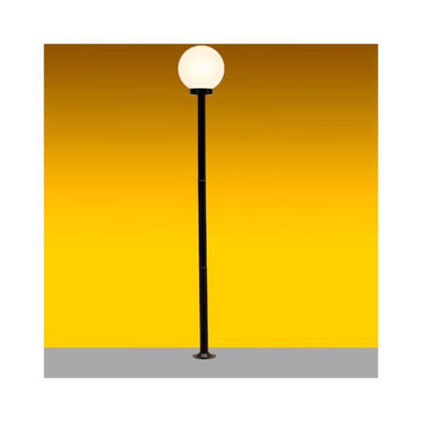 Encontraproduto.com.br - Poste Solarium em Aço Para 1 Lâmpada E-27 Com 1 Globo B15 Preto 2 Metros Ideal