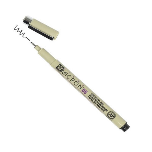 Caneta Nankin 08-0,50mm Pigma Micron Preta Miwa Avulso Varejo C12
