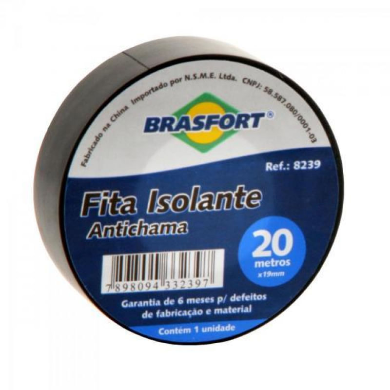 Fita Isolante Antichama Preta 19MM X 20M Brasfort