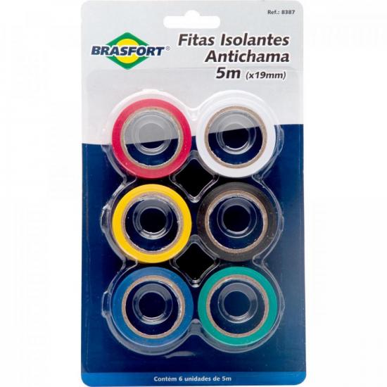 Fita Isolante Antichama Colors 5MT Com6 Rolos BRASFORT