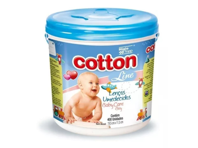 Lenços Umedecidos Baby Care Meninos Cotton Line 400 Unidades