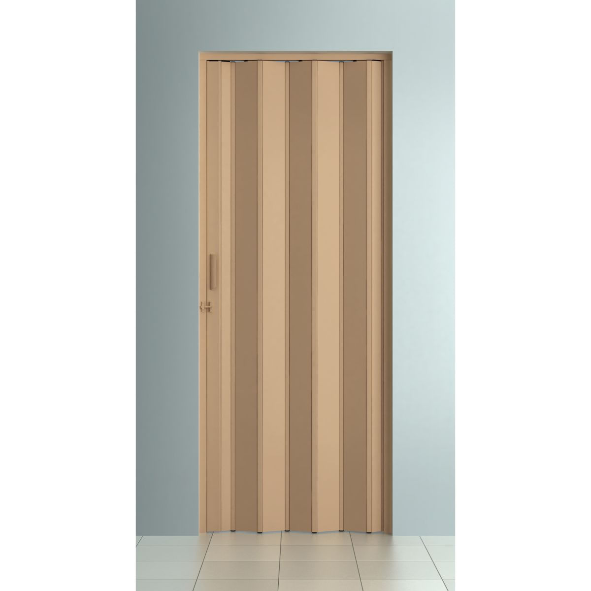 Encontraproduto.com.br - Porta Sanfonada Lisa Com Trinco 084x210 Bege Bcf