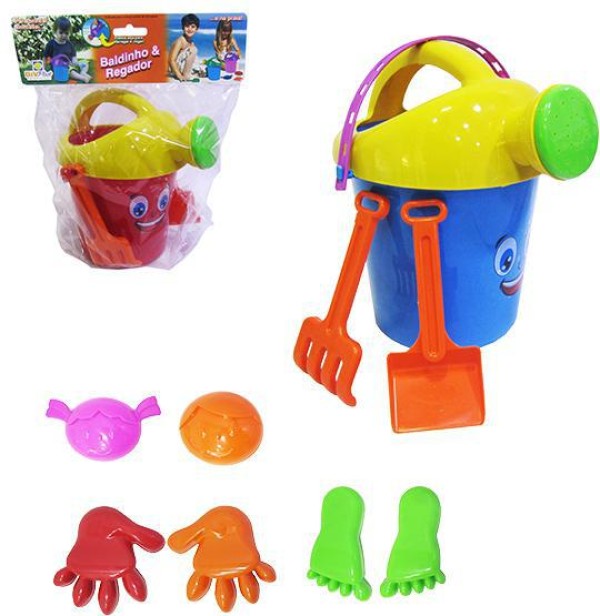 Encontraproduto.com.br - Balde De Praia Com Regador E Acessorios Colors 6 Pecas