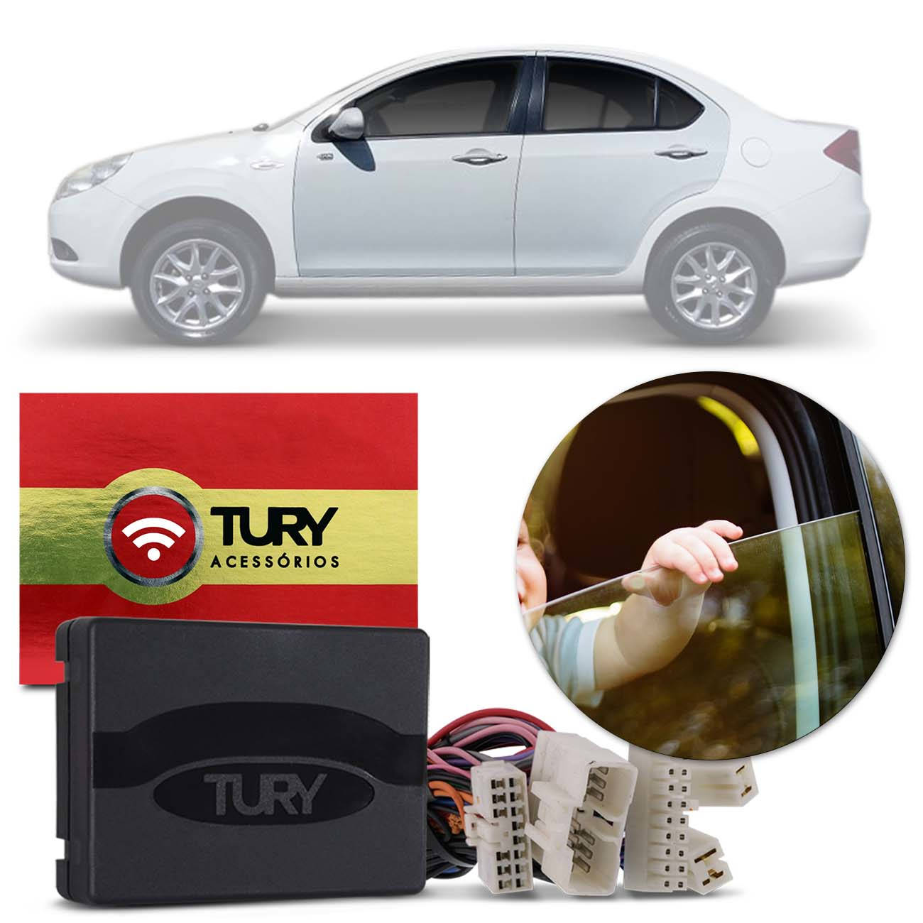 Módulo Vidro Elétrico JAC J3 J3 Turin 2013 2014 2015 4P Conexão Plug Antiesmagamento Tury PRO 4.0 BN