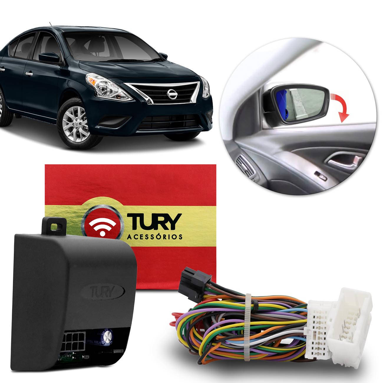Encontraproduto.com.br - Módulo Retrovisor Elétrico Nissan Versa Sentra 2011 A 2019 Plug Assistente Manobra Tury PARK 1.3.7 U