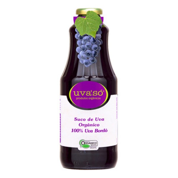 Suco de Uva Tinto Integral Orgânico 100% Uva Bordô 1L - uva só