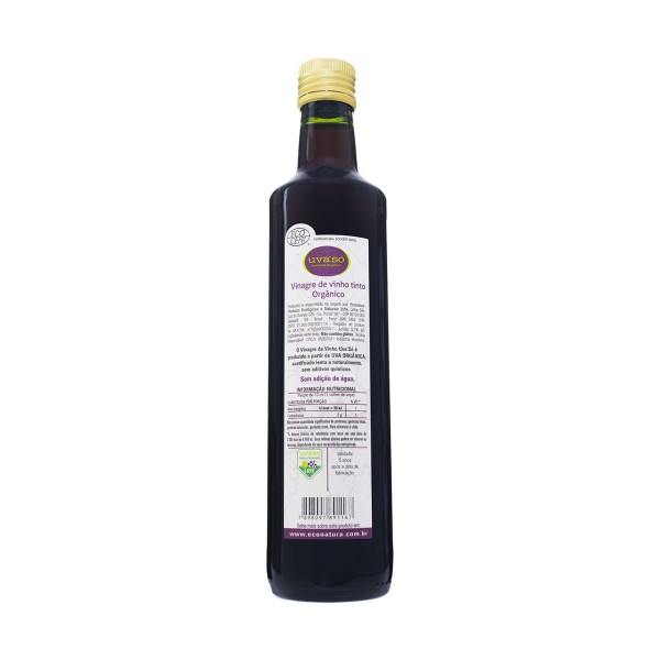 Encontraproduto.com.br - Vinagre de Vinho Tinto Orgânico 500ml - Uva só