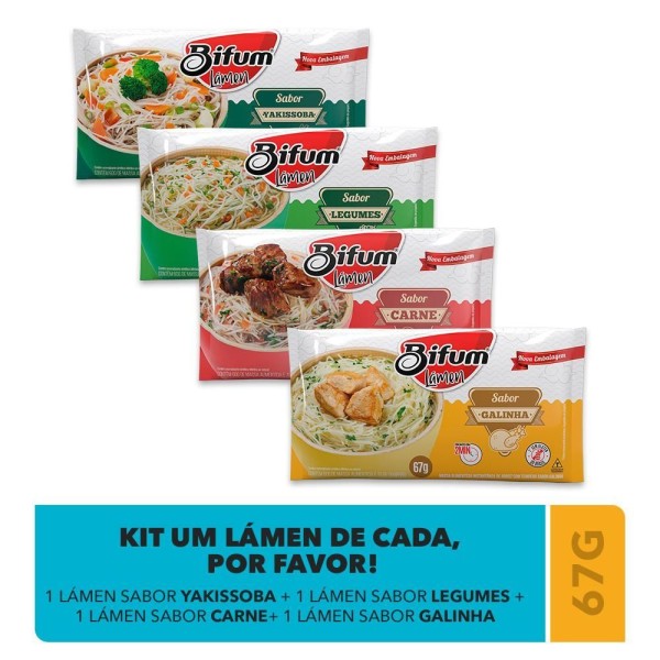 Encontraproduto.com.br - Combo 4 Unid Macarrão Arroz Bifum Lámen 4 Sabores 67g