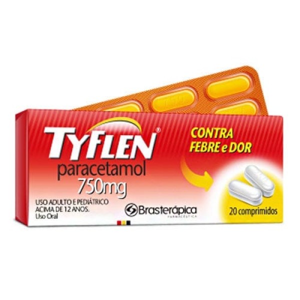 Tyflen Paracetamol 750mg 20 comprimidos Brasterapica