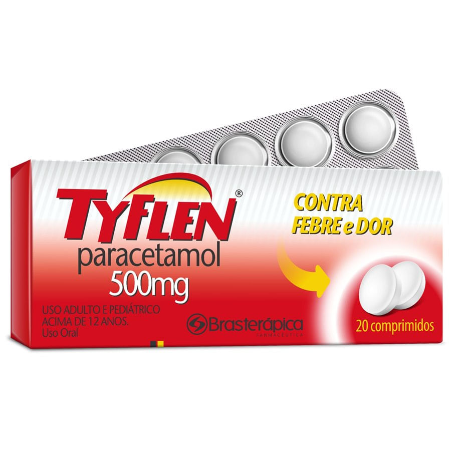 Tyflen Paracetamol 500mg 20 comprimidos Brasterapica