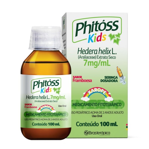Encontraproduto.com.br - Xarope Expectorante Phitóss Kids Framboesa 100ml + Seringa Dosadora