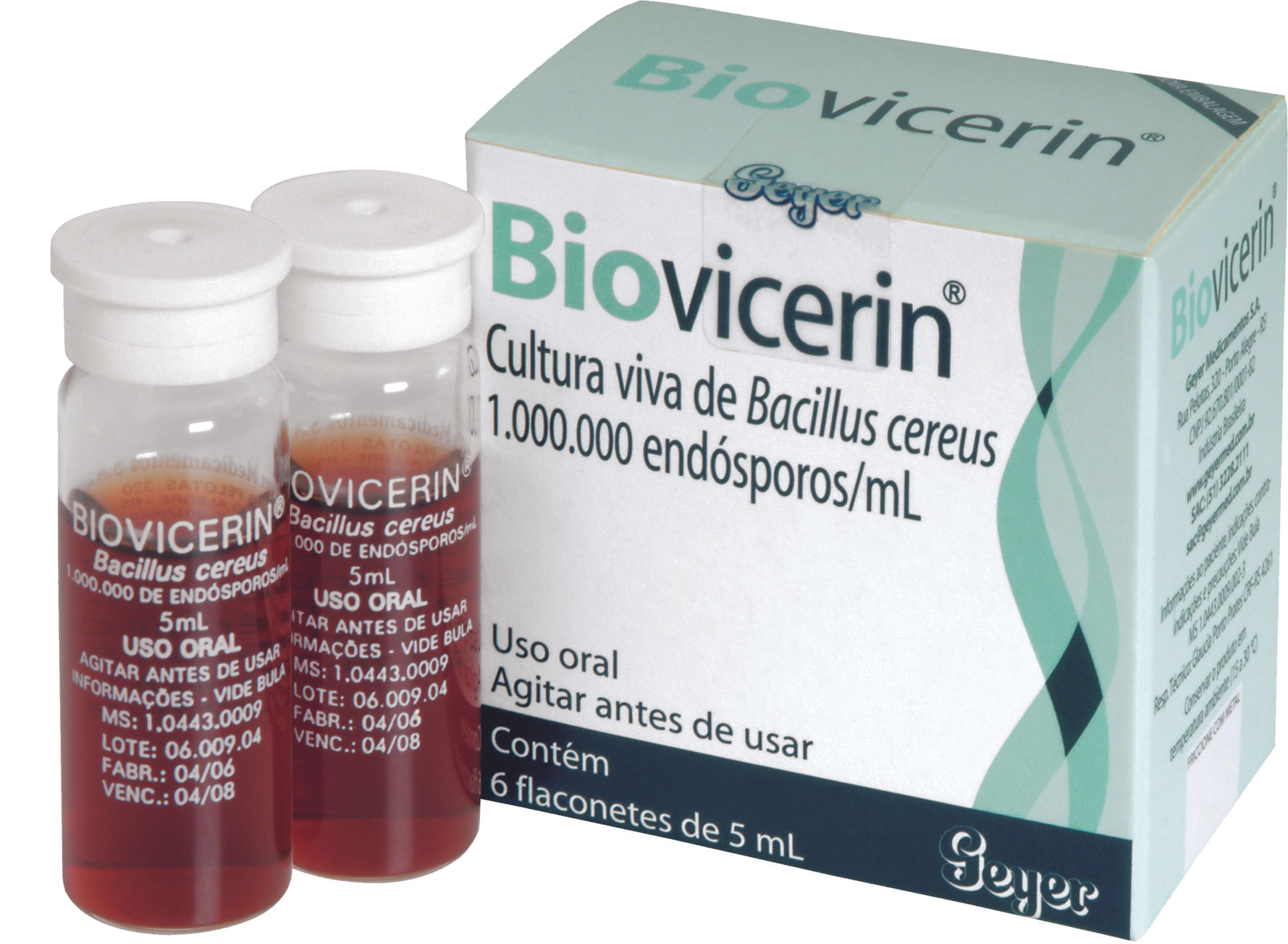 Encontraproduto.com.br - Biovicerin 1000000ESPOROS/ML Suspensão oral - 6 Flaconetes com 5 mL