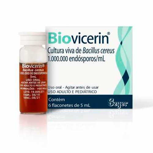 Encontraproduto.com.br - Biovicerin 1000000ESPOROS/ML Suspensão oral - 6 Flaconetes com 5 mL