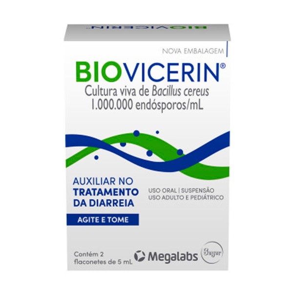 Encontraproduto.com.br - Biovicerin 1000000 ESPOROS/ML Suspensão oral - 2 Flaconetes com 5 mL