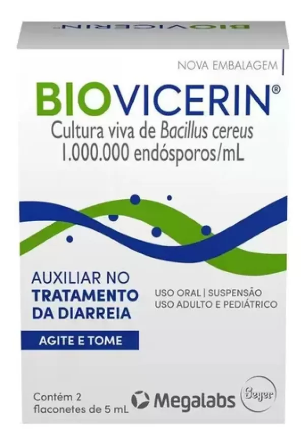 Biovicerin 1000000 ESPOROS/ML Suspensão oral - 2 Flaconetes com 5 mL