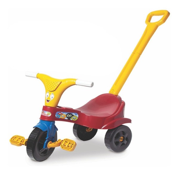 Encontraproduto.com.br - Triciclo Motoca Velotrol Com Empurrador Cor Vermelha