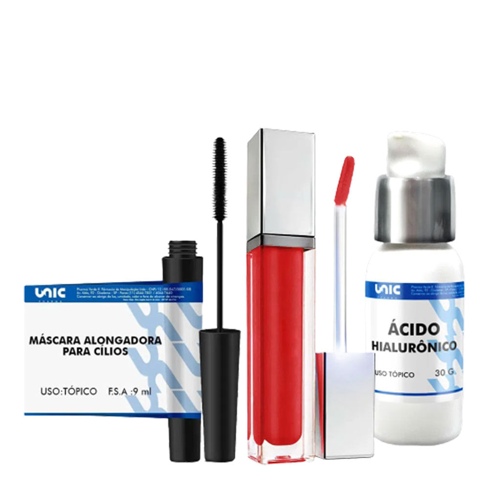 Kit Fem-Máscara Alongadora 9ml + Preenchimento labial 6g+ Ácido Hialurônico 1% 30g