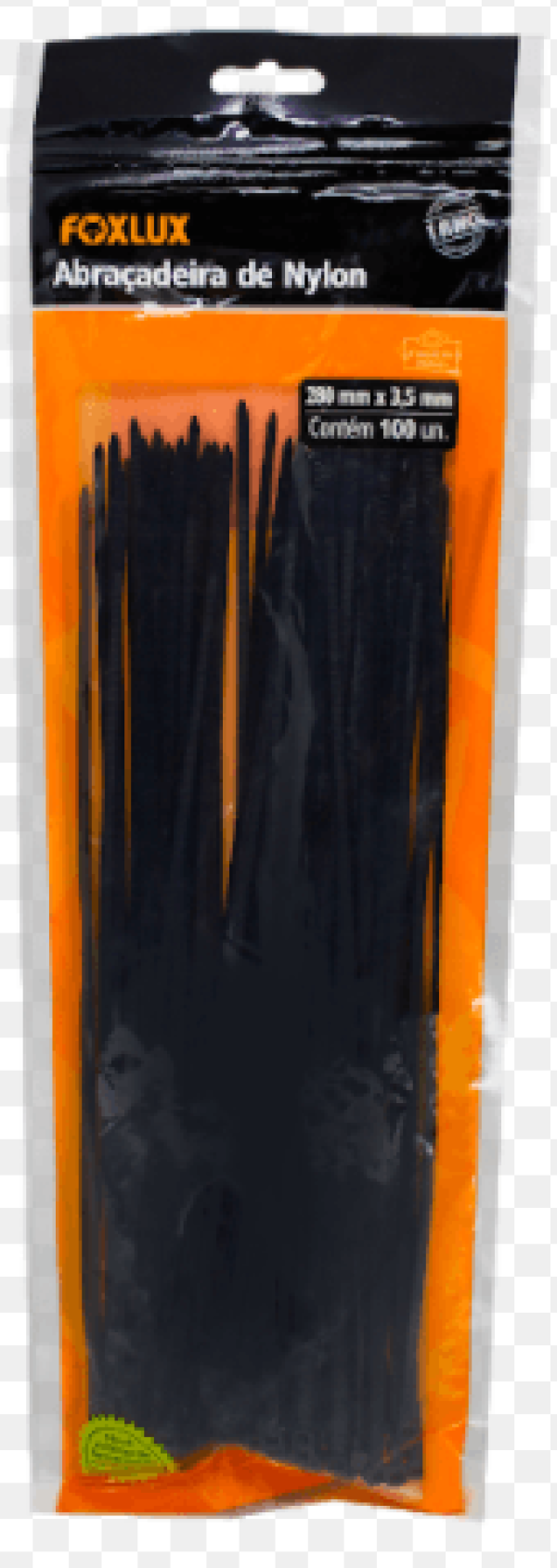 Encontraproduto.com.br - Abraçadeiras com 100 Unidades De Nylon Preta 200x4,8mm Foxlux