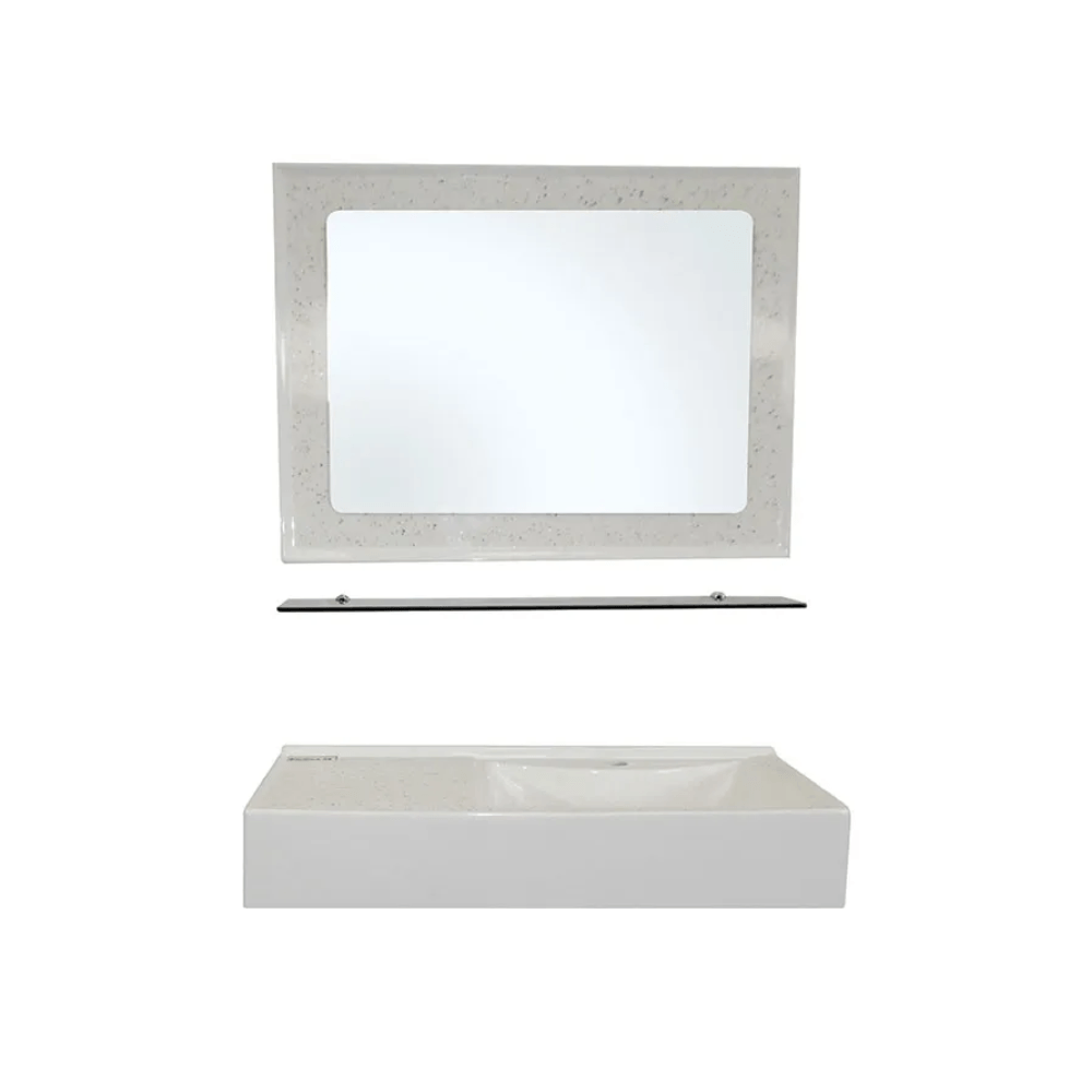 Kit Com Espelheira Sintético Pré-Moldado Caribe Isocril 64Cm Branco Corso