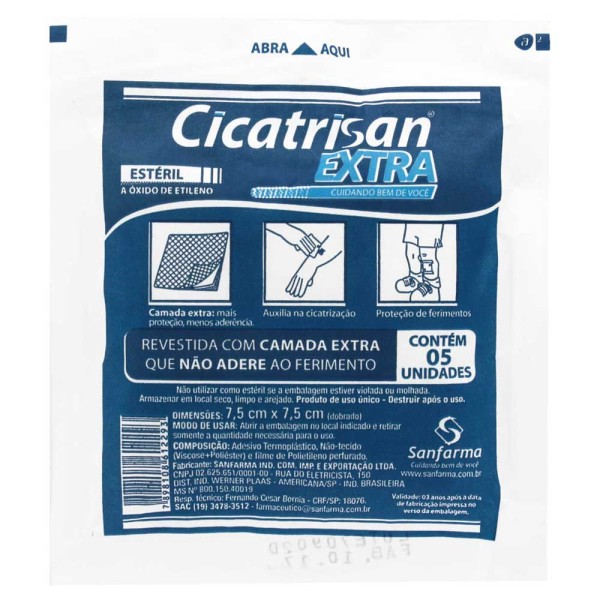 Encontraproduto.com.br - Compressa Protetora Cicatrisan Extra 5 Unidades