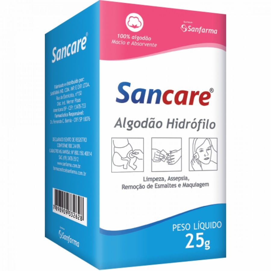Algodão bolas Sancare Caixa 25g