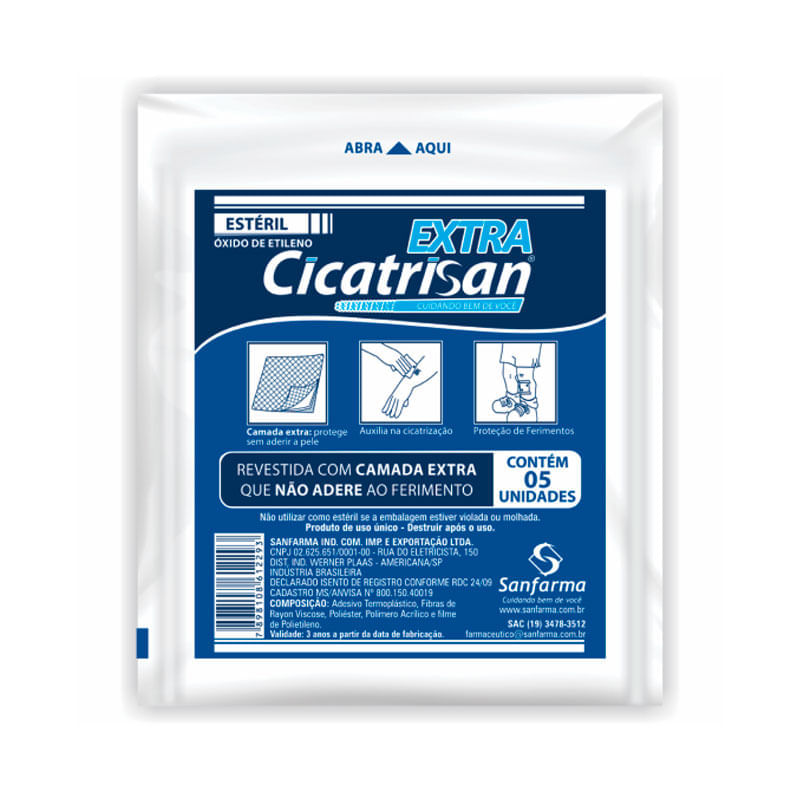 Encontraproduto.com.br - Compressa Gaze Esteril Cicatrizan 5 Unidades