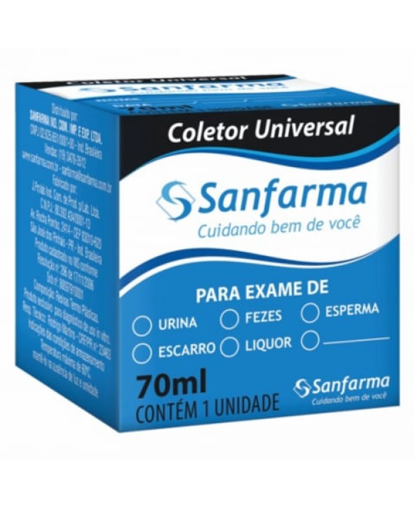 Encontraproduto.com.br - Coletor Universal Sanfarma 70 Ml Com Caixa
