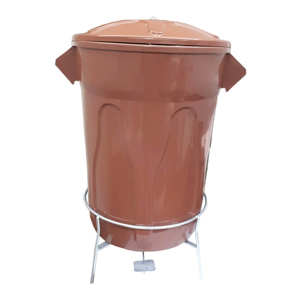 Encontraproduto.com.br - Lixeira Plástica com Pedal em Aço JSN Marrom 60 Litros