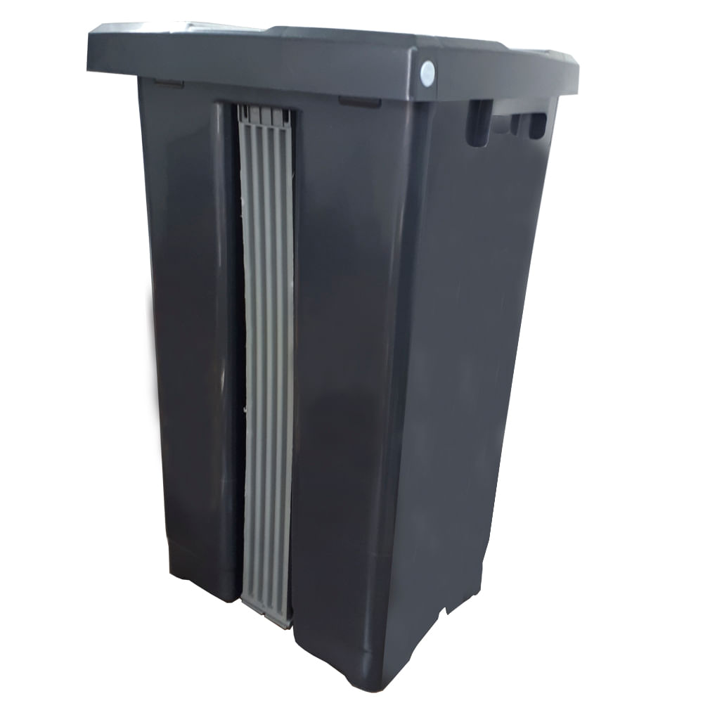 Encontraproduto.com.br - Lixeira Plástica Quadrada com Pedal Cor Preta 60 Litros JSN