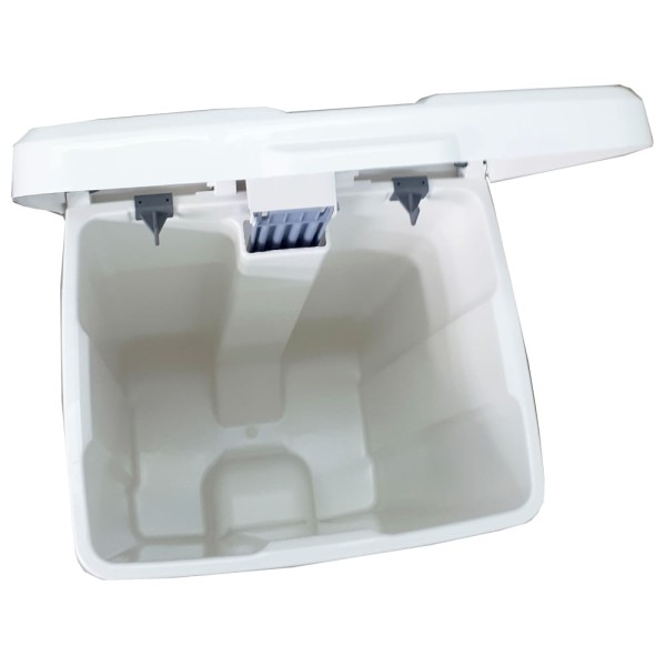Encontraproduto.com.br - Lixeira Plástica Quadrada com Pedal JSN Branca 60L 20UN