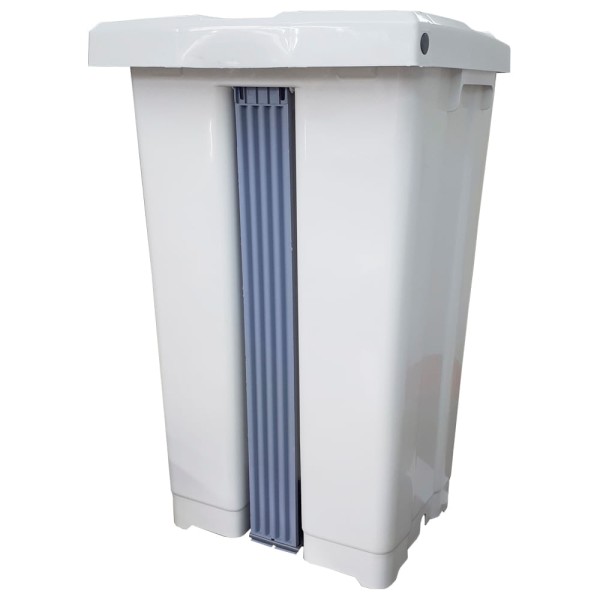 Encontraproduto.com.br - Lixeira Plástica Quadrada com Pedal JSN Branca 60L 20UN