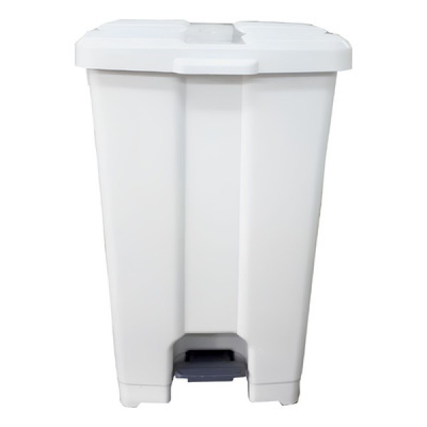 Encontraproduto.com.br - Lixeira Plástica Quadrada com Pedal JSN Branca 60L 20UN