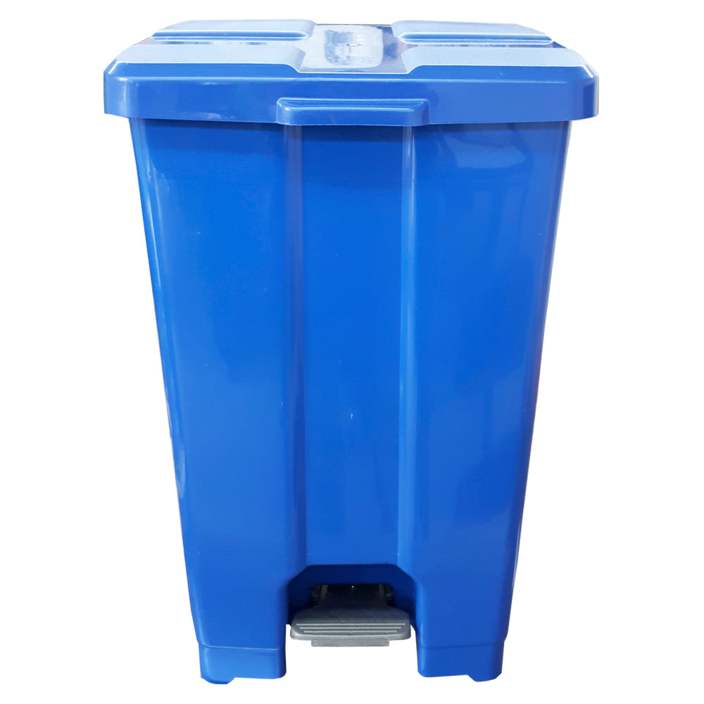 Encontraproduto.com.br - Lixeira JSN Plastica Quadrada com Pedal 60 Litros Azul