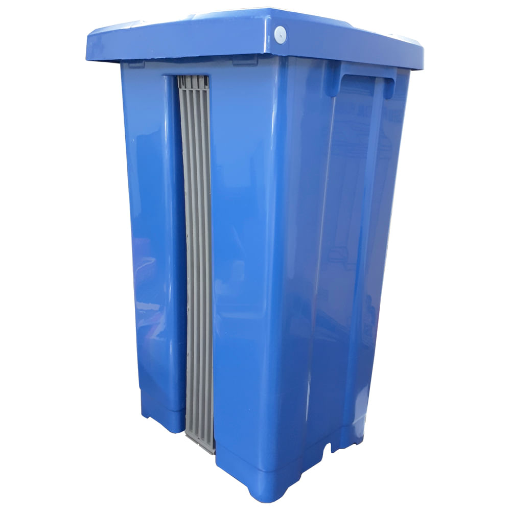 Encontraproduto.com.br - Lixeira JSN Plastica Quadrada com Pedal 60 Litros Azul