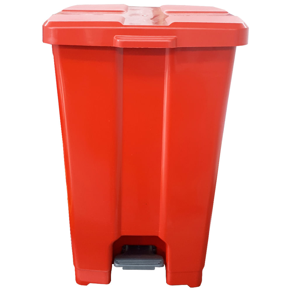Encontraproduto.com.br - Lixeira JSN Plastica Quadrada com Pedal 60 Litros Vermelha