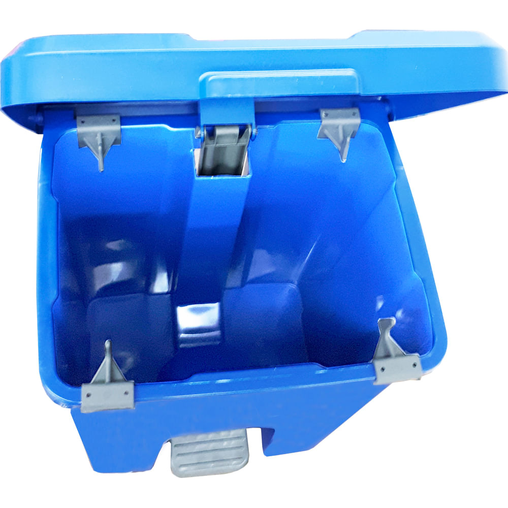 Encontraproduto.com.br - Lixeira JSN Plastica Quadrada com Pedal 15 Litros Azul