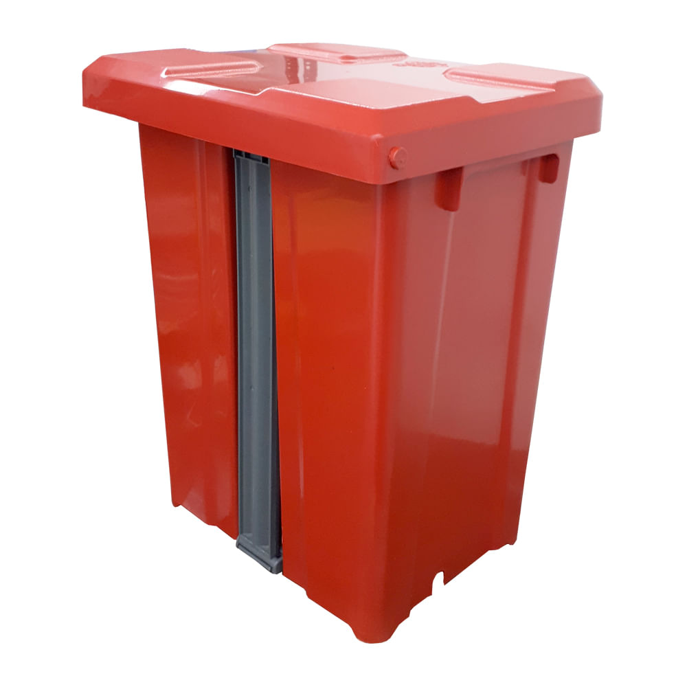 Encontraproduto.com.br - Lixeira JSN Plastica Quadrada com Pedal 15 Litros Vermelha