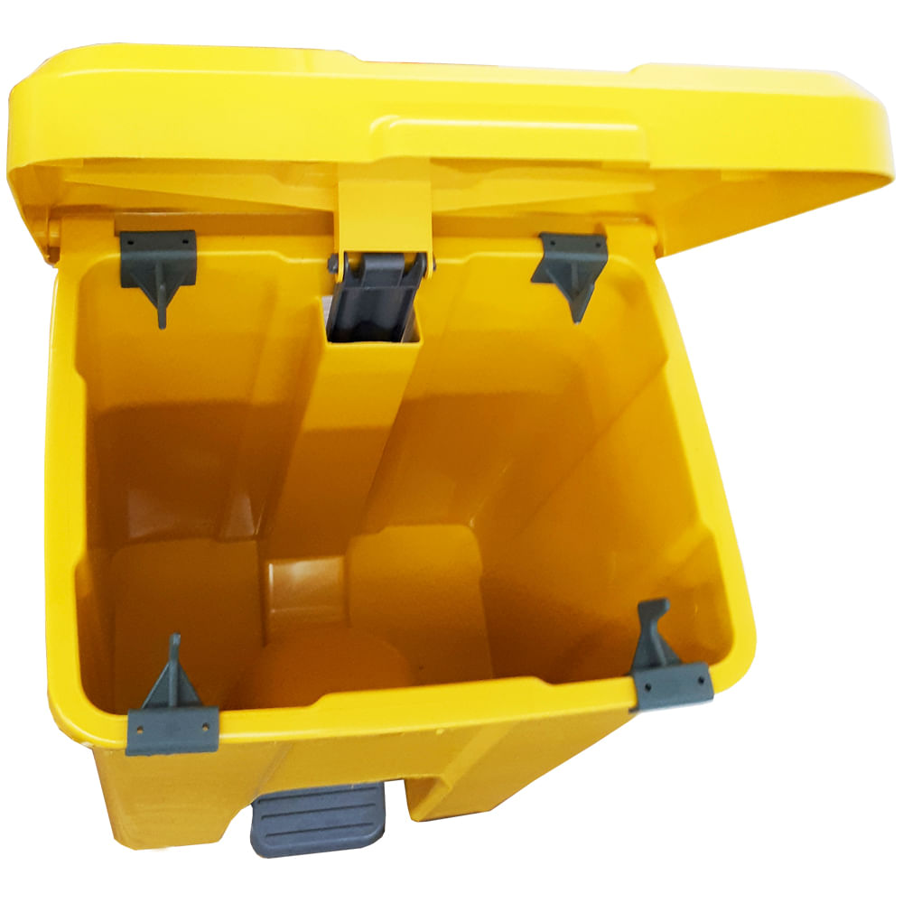Encontraproduto.com.br - Lixeira JSN Plastica Quadrada com Pedal 15 Litros Amarela