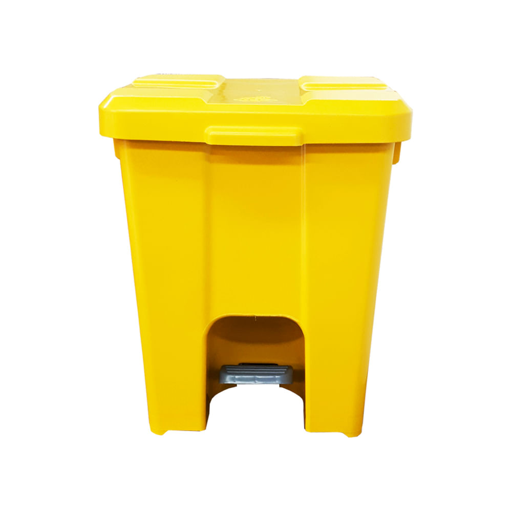 Encontraproduto.com.br - Lixeira JSN Plastica Quadrada com Pedal 15 Litros Amarela