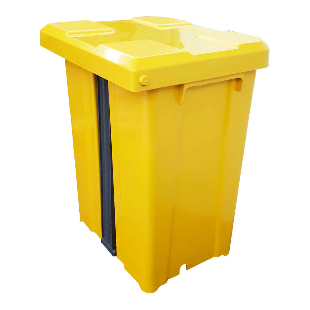 Encontraproduto.com.br - Lixeira JSN Plastica Quadrada com Pedal 15 Litros Amarela