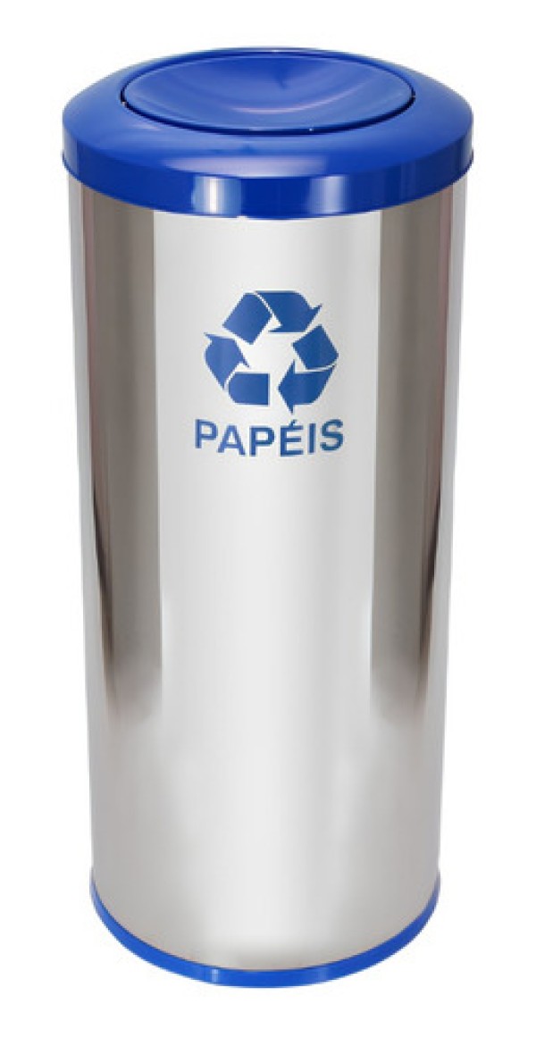 Lixeira em Aço Inox JSN Tampa Meia Esfera Verde 50 Litros