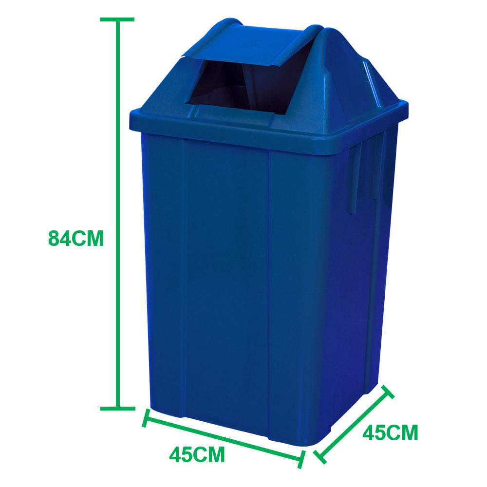 Encontraproduto.com.br - Lixeira Plástica JSN com Tampa Vai Vem Azul 100 Litros