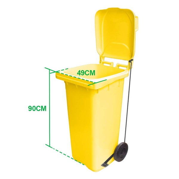 Encontraproduto.com.br - Contêiner de Lixo JSN Plástico c/ Pedal Lateral 120L Amarelo