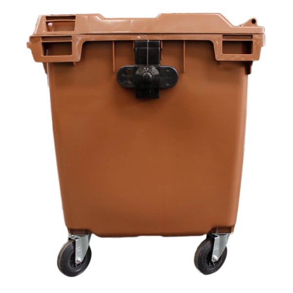 Encontraproduto.com.br - Contêiner de Lixo JSN em Plástico com Rodas 1000L Marrom