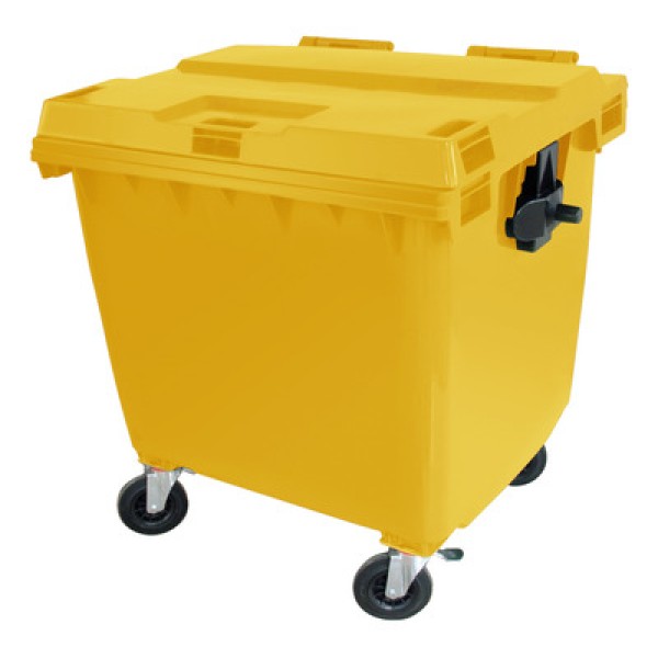 Encontraproduto.com.br - Contêiner de Lixo JSN em Plástico com Rodas 1000 LT Branco