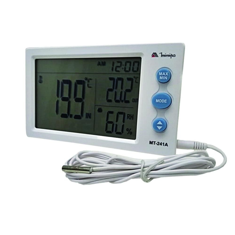Encontraproduto.com.br - Termohigrômetro Temperatura -10 a 50°C Umidade 10 a 99% 2 Canais Minipa MT-241A