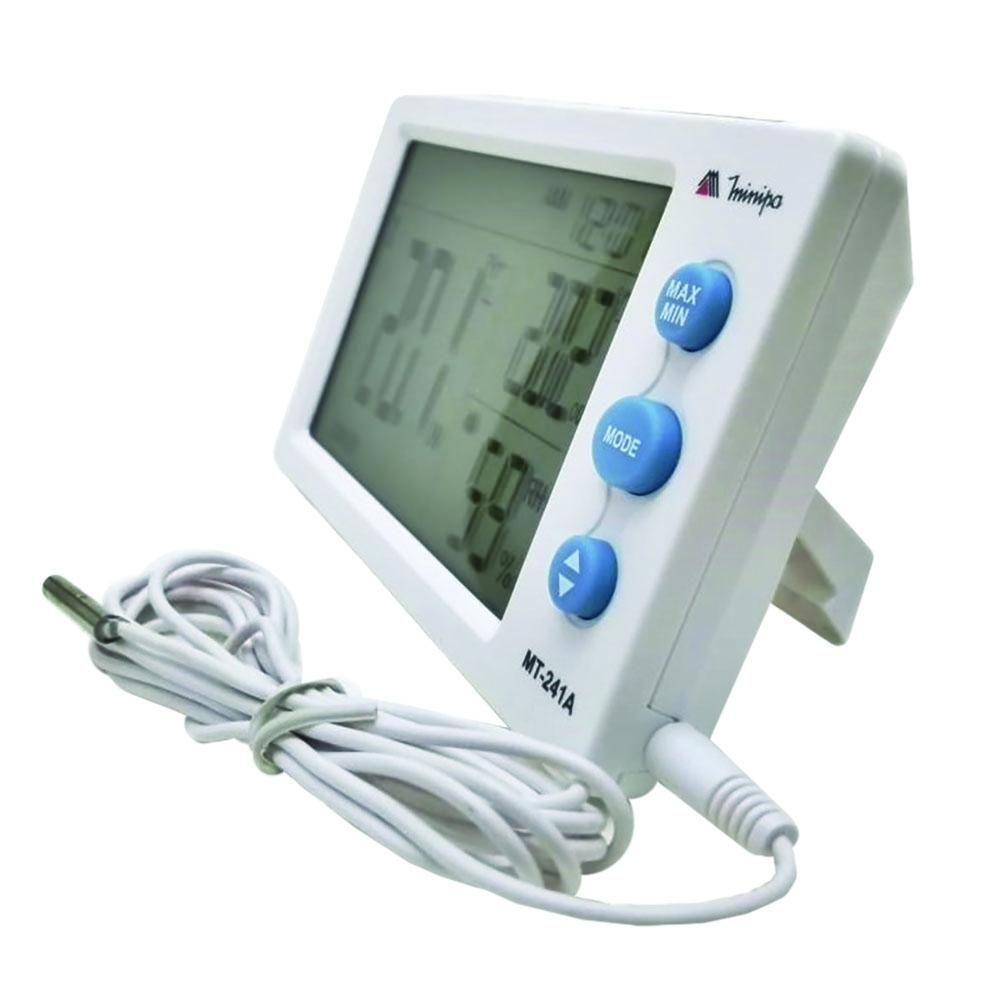 Encontraproduto.com.br - Termohigrômetro Temperatura -10 a 50°C Umidade 10 a 99% 2 Canais Minipa MT-241A