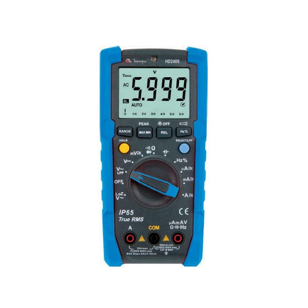 Multimetro Digital True Rms 600 V 20 A 100 Khz Hd2400 Minipa