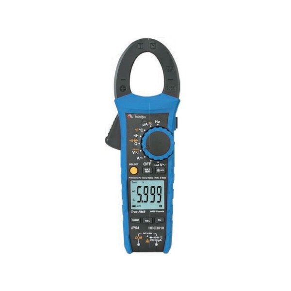 Alicate digital display 3 5/6 precisão 1,8% proteção IP54 impedância (LoZ) 600 V/300 kO frequência variável (motor AC) 80 Hz Minipa HDC3010